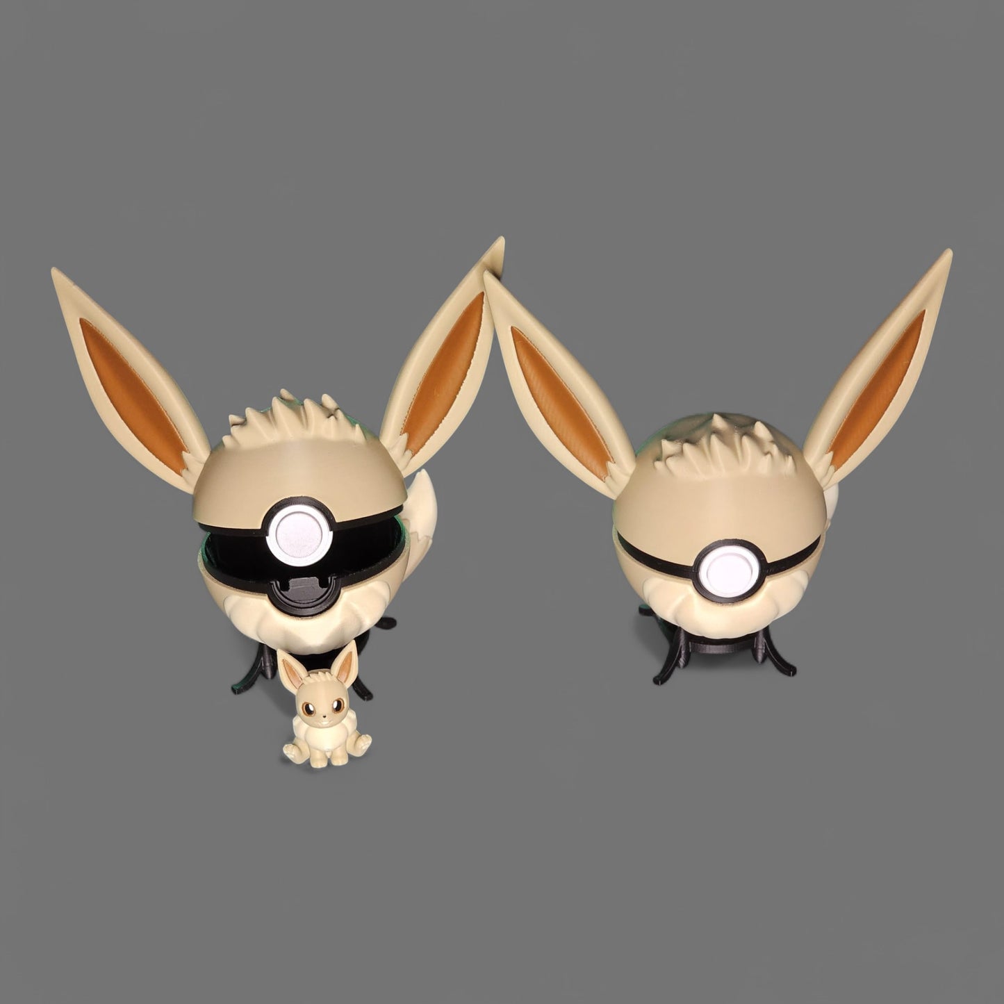🌟 3D Printed Eevee Pokéball with Stand & Mini Eevee Figure – Opening Pokéball for Collectors & Fans 🌟