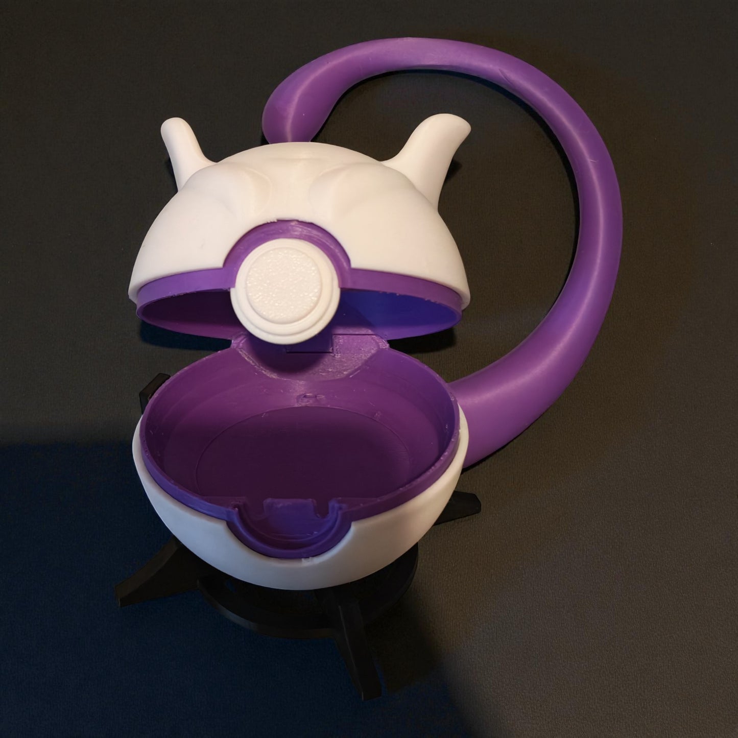 🌟 3D Printed MewTwo Pokéball with Stand & Mini MewTwo Figure – Opening Pokéball for Collectors & Fans 🌟