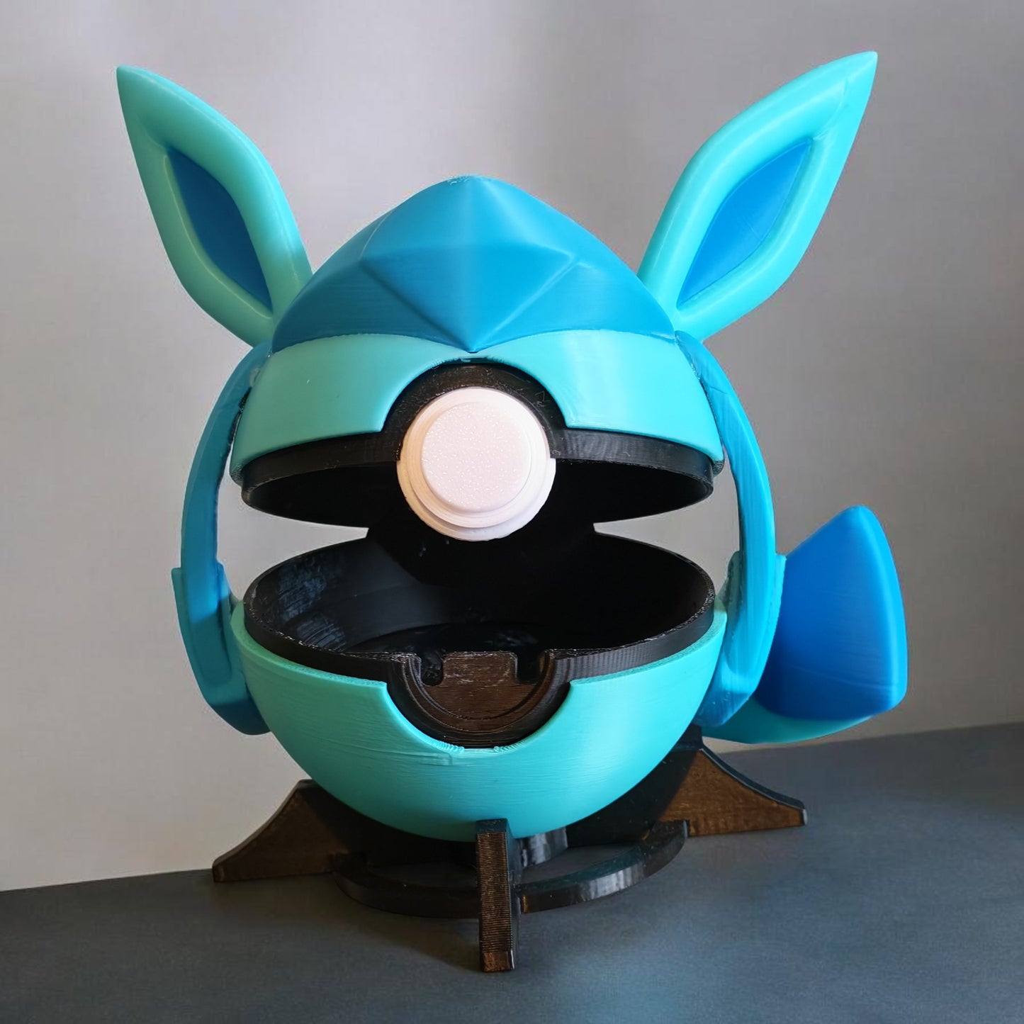 🌟 3D Printed Glaceon Pokéball with Stand & Mini Glaceon Figure – Opening Pokéball for Collectors & Fans 🌟