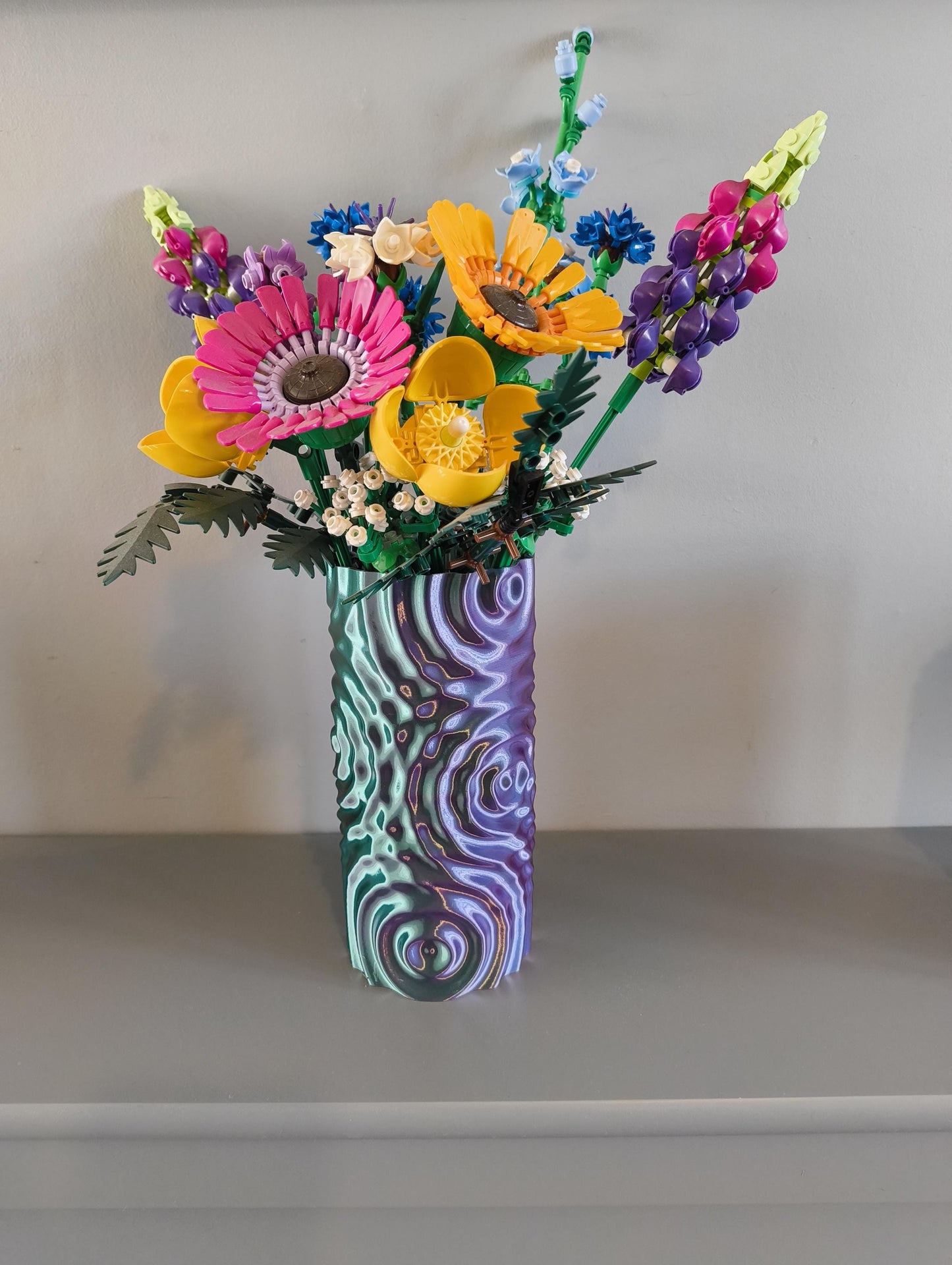 Trendy home decor for LEGO flowers display, Water Drop vase for dried flowers, Shelf decor bud vase centerpiece, Unique housewarming gift