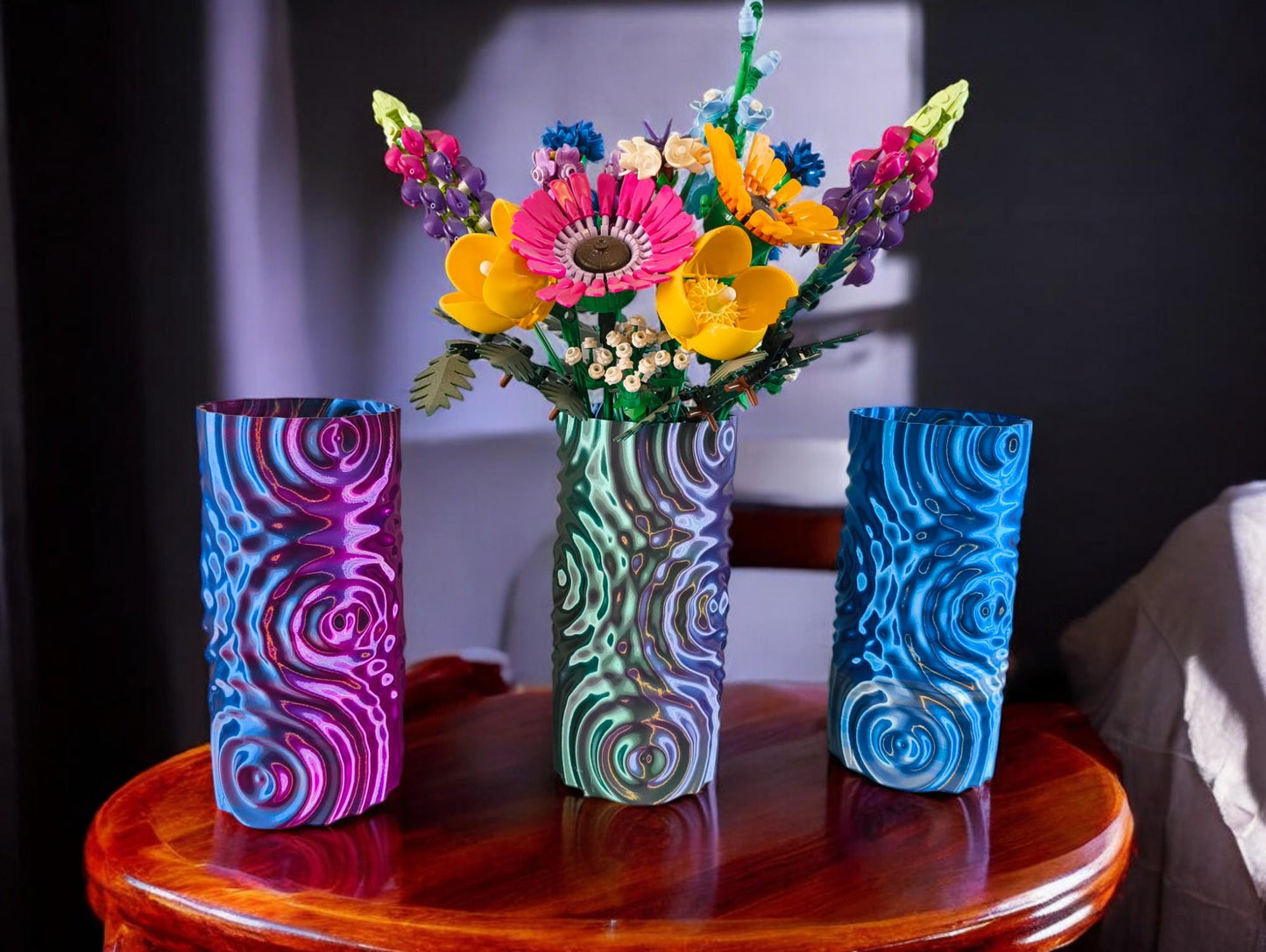 Trendy home decor for LEGO flowers display, Water Drop vase for dried flowers, Shelf decor bud vase centerpiece, Unique housewarming gift