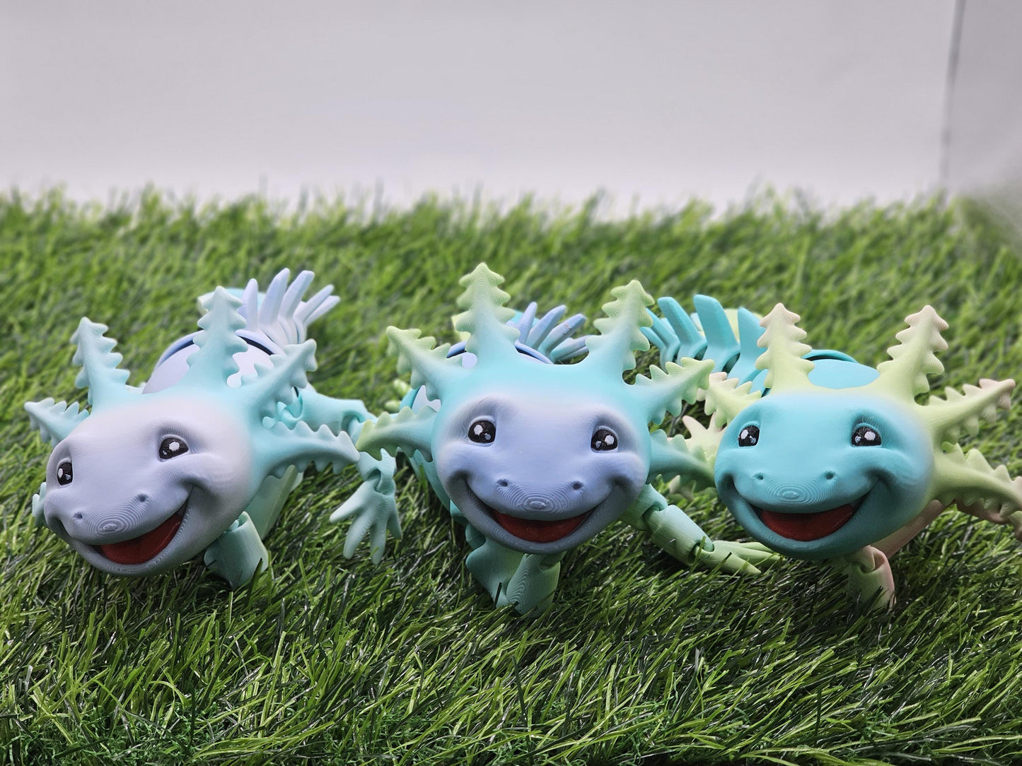Cute Adorable Big Smile Axolotl, 3D Printed Custom Articulated Flexible Desktop Model