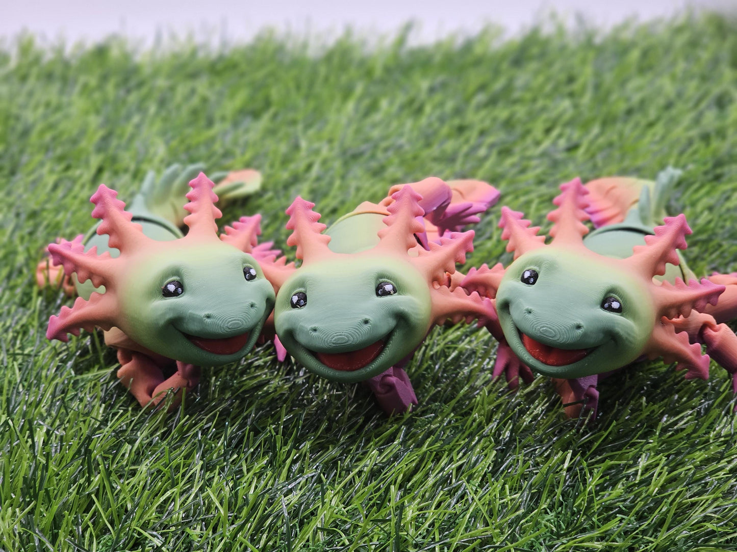 Cute Adorable Big Smile Axolotl, 3D Printed Custom Articulated Flexible Desktop Model