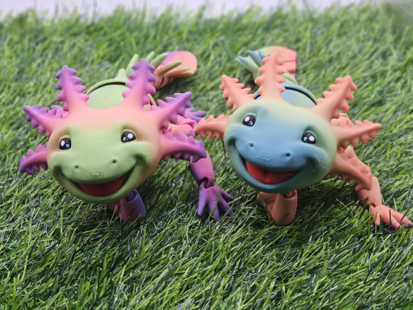Cute Adorable Big Smile Axolotl, 3D Printed Custom Articulated Flexible Desktop Model