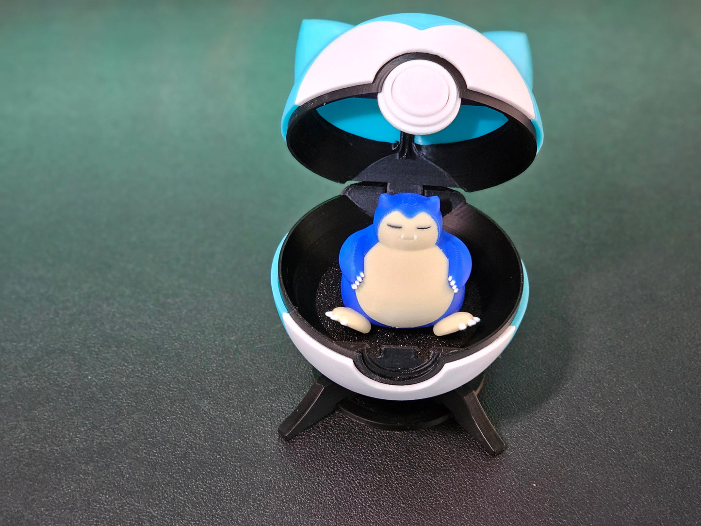 🌟 3D Printed Snorlax Pokéball with Stand & Mini  Snorlax Figure – Opening Pokéball for Collectors & Fans 🌟