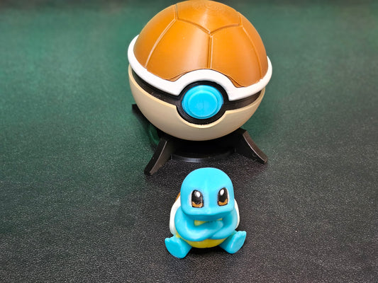 🌟 3D Printed Squirtle Pokéball with Stand & Mini  Squirtle Figure – Opening Pokéball for Collectors & Fans 🌟