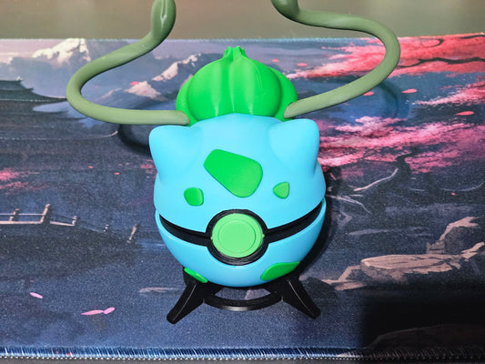 🌟 3D Printed  Bulbasaur Pokéball with Stand & Mini  Bulbasaur Figure – Opening Pokéball for Collectors & Fans 🌟