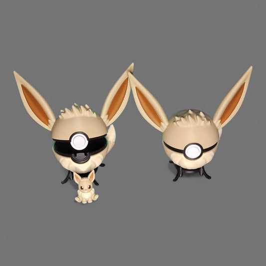 🌟 3D Printed Eevee Pokéball with Stand & Mini Eevee Figure – Opening Pokéball for Collectors & Fans 🌟