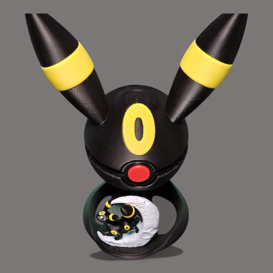 🌟 3D Printed  Umbreon Pokéball with Stand & Mini Umbreon Moon Figure – Opening Pokéball for Collectors & Fans 🌟