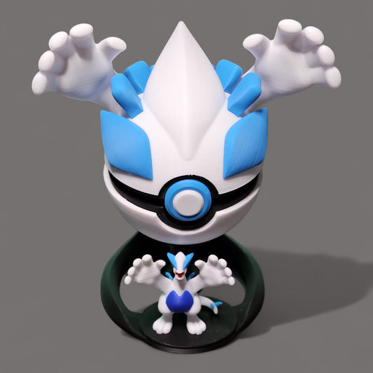 🌟 3D Printed  Lugia Pokéball with Stand & Mini  Lugia Figure – Opening Pokéball for Collectors & Fans 🌟