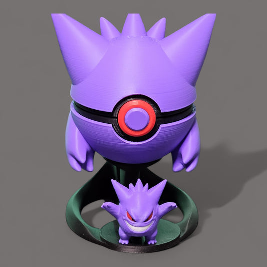 🌟 3D Printed Gengar Pokéball with Stand & Mini Gengar Figure – Opening Pokéball for Collectors & Fans 🌟