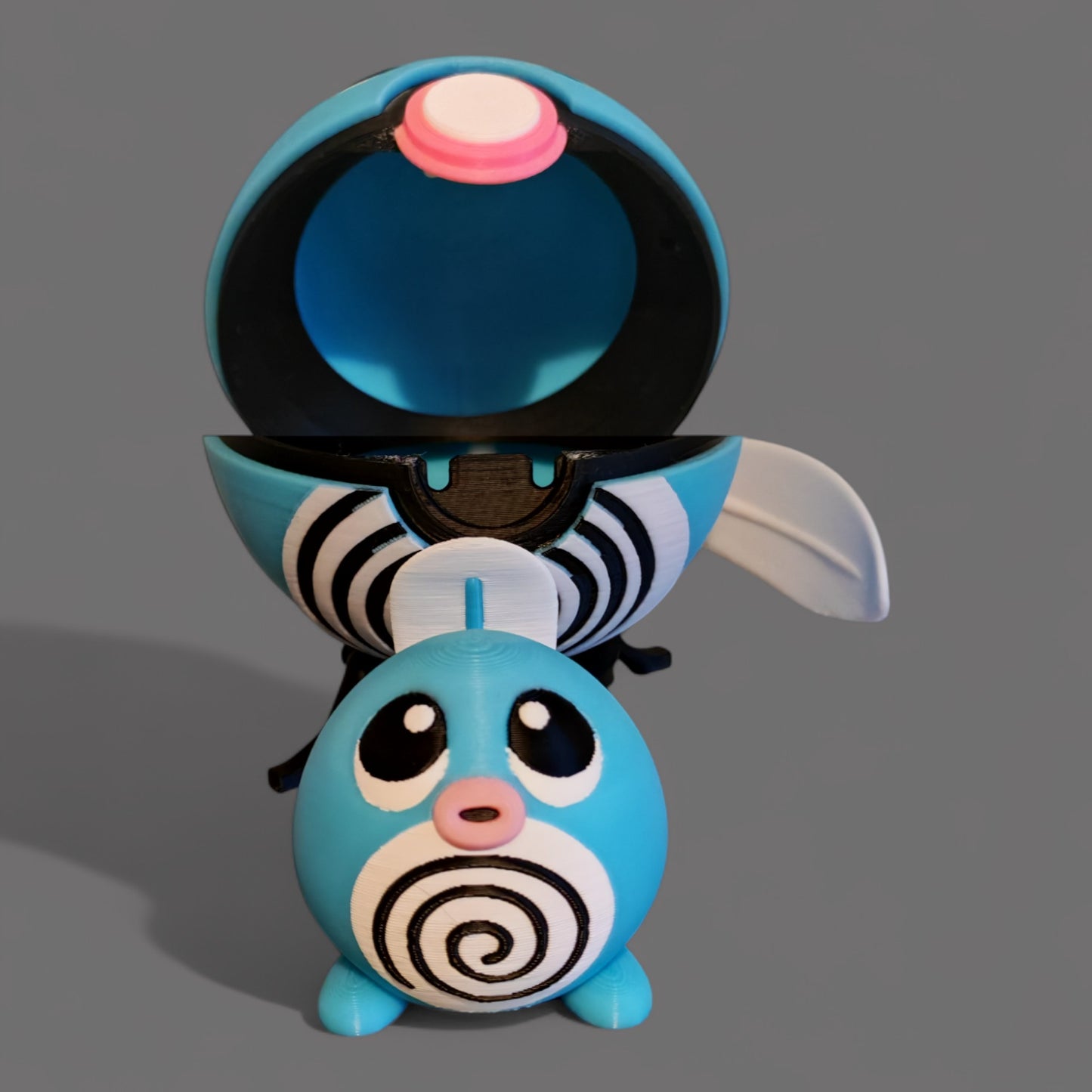 🌟 3D Printed Poliwag Pokéball with Stand & Mini  Poliwag Figure – Opening Pokéball for Collectors & Fans 🌟