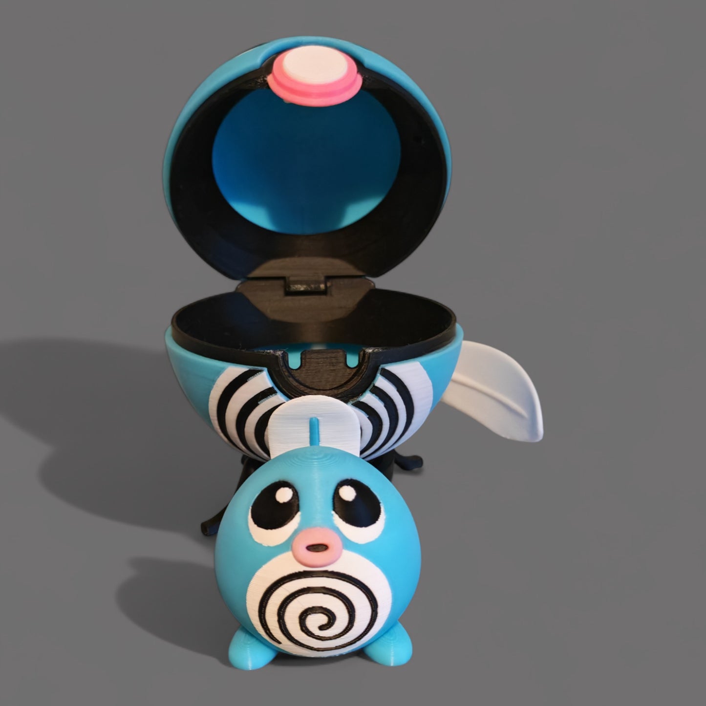 🌟 3D Printed Poliwag Pokéball with Stand & Mini  Poliwag Figure – Opening Pokéball for Collectors & Fans 🌟