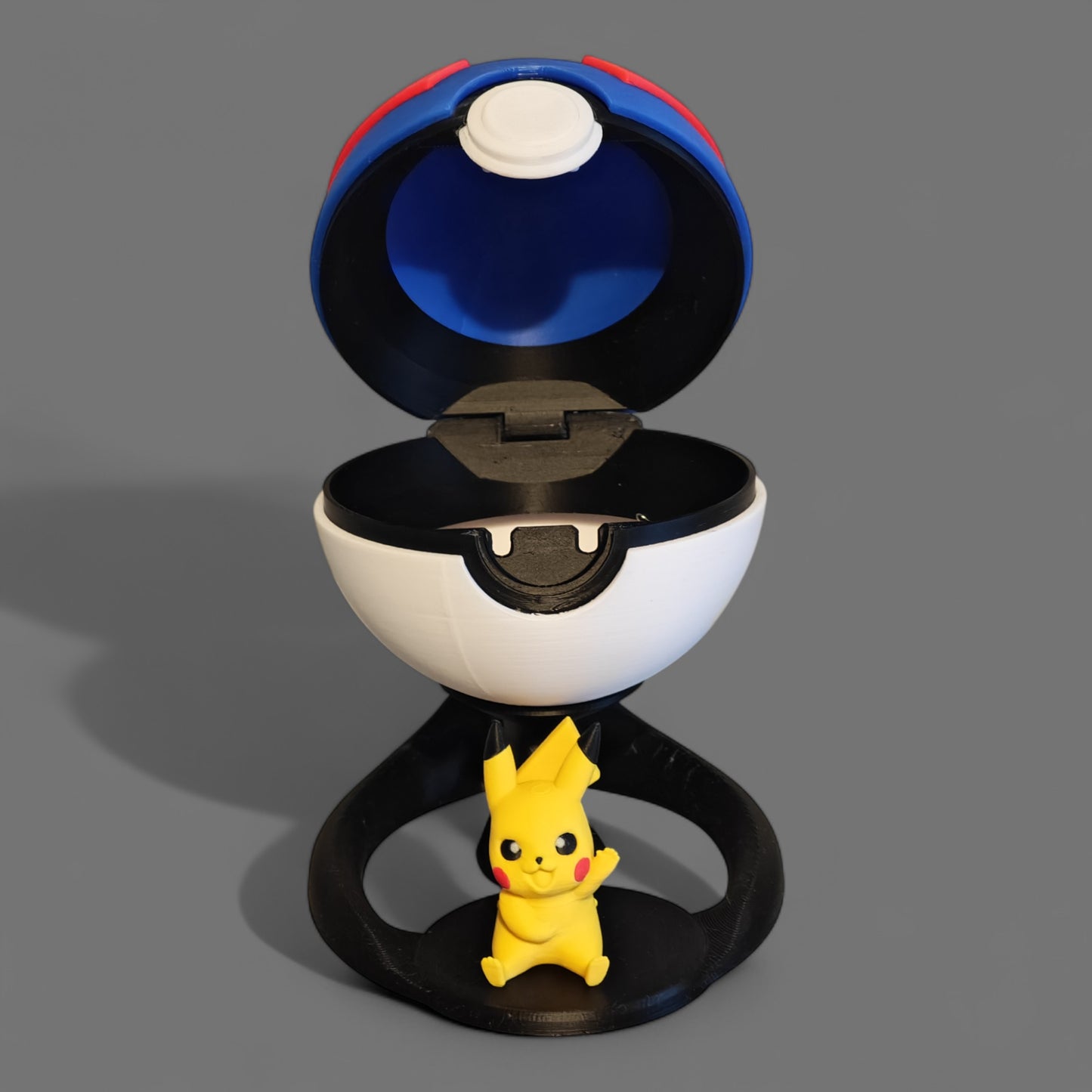 🌟 3D Printed Great ball with Stand & choice of mini Figure – Opening Pokéball for Collectors & Fans 🌟