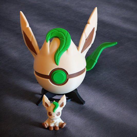🌟 3D Printed Leafeon Pokéball with Stand & Mini Leafeon Figure – Opening Pokéball for Collectors & Fans 🌟