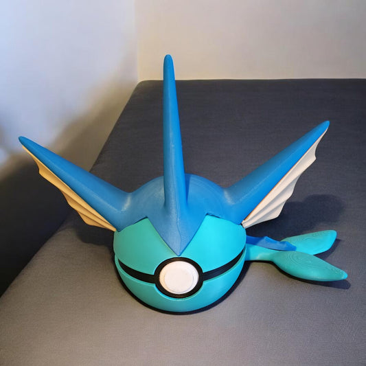 🌟 3D Printed Vaporeon Pokéball with Stand & Mini Vaporeon Figure – Opening Pokéball for Collectors & Fans 🌟