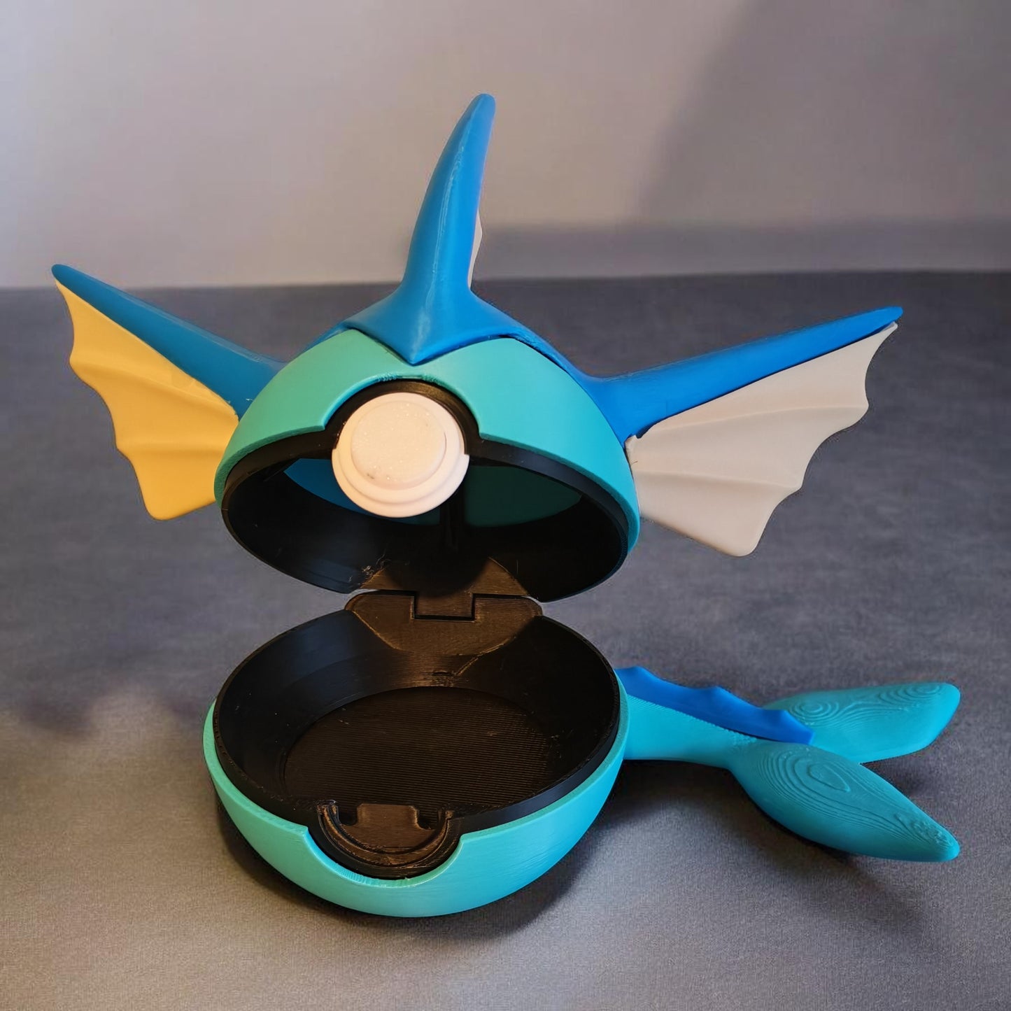 🌟 3D Printed Vaporeon Pokéball with Stand & Mini Vaporeon Figure – Opening Pokéball for Collectors & Fans 🌟