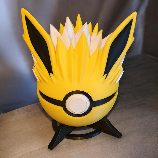 🌟 3D Printed Jolteon Pokéball with Stand & Mini Jolteon  Figure – Opening Pokéball for Collectors & Fans 🌟