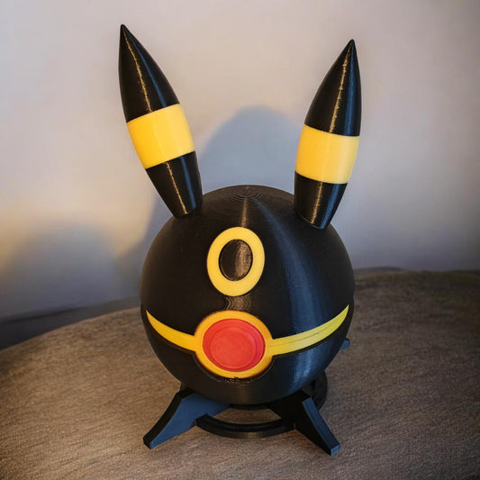 🌟 3D Printed  Umbreon Pokéball with Stand & Mini Umbreon Moon Figure – Opening Pokéball for Collectors & Fans 🌟