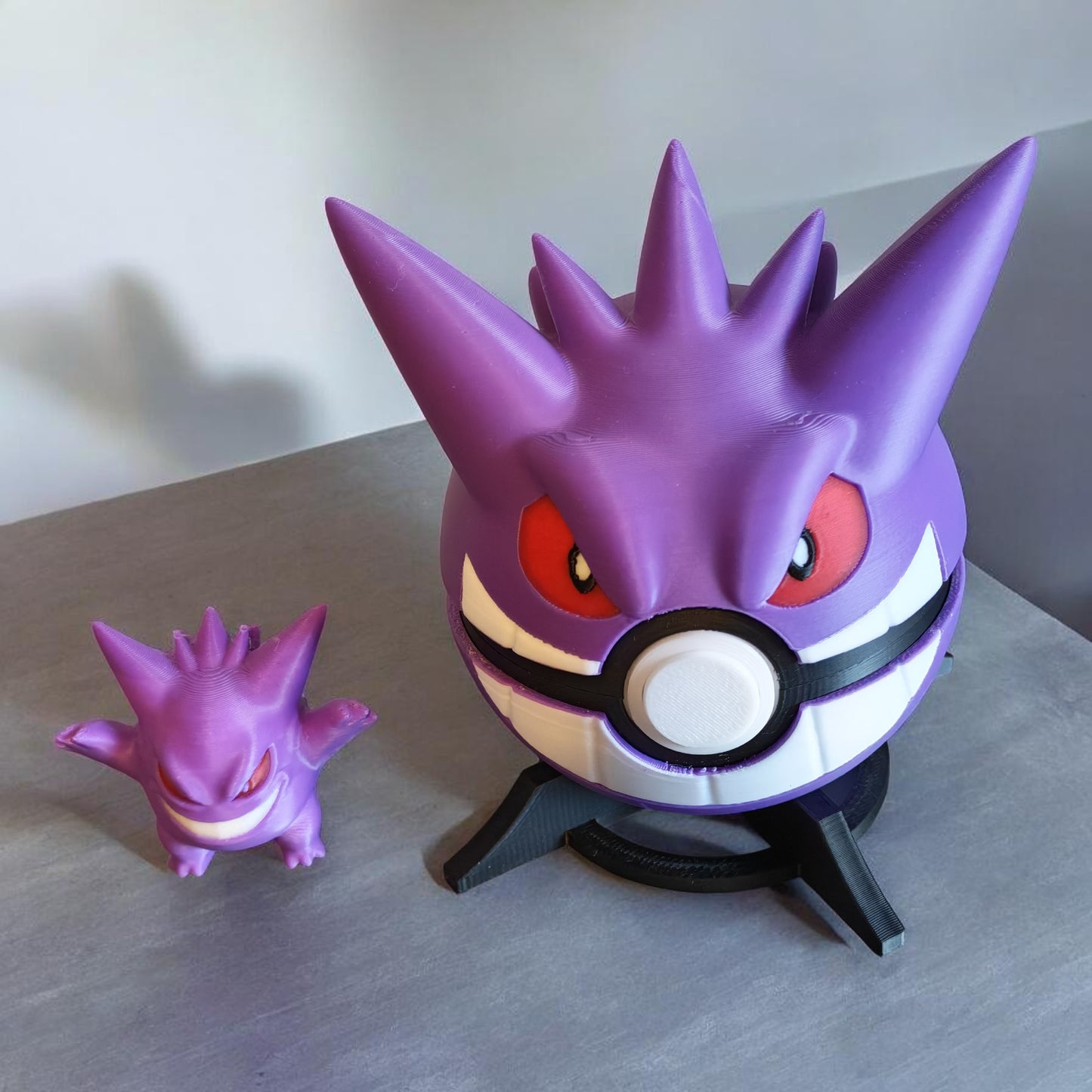 🌟 3D Printed Gengar Pokéball with Stand & Mini Gengar Figure – Opening Pokéball for Collectors & Fans 🌟
