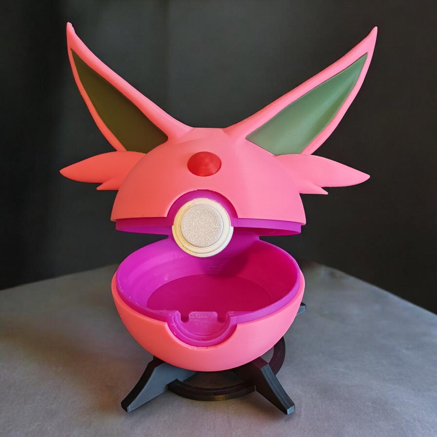 🌟 3D Printed Espeon Pokéball with Stand & Mini Espeon Figure – Opening Pokéball for Collectors & Fans 🌟