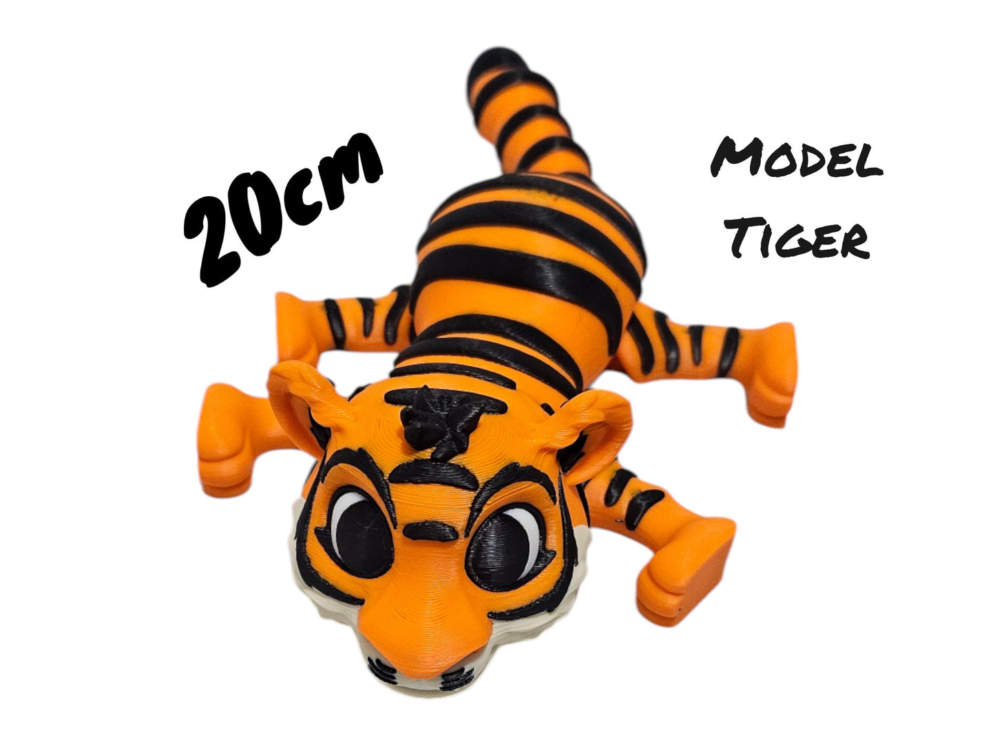 Handcrafted 3D Printed Tiger Figurine - 20cm Long - Unique Wildlife Decor - Eco-Friendly PLA - Perfect Gift for Animal Lovers