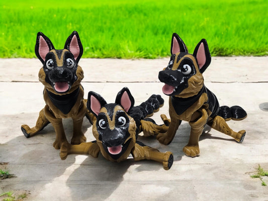 3D Printed German Shepherd Dog - Realistic GSD Figurine, Alsatian Dog Model, PLA Plastic Craft, Cute Pet, plus optional kennel
