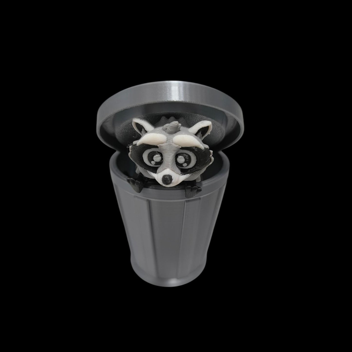 Charming Articulated Racoon with Trash Can - Cute Desk Buddy & Fidget Toy