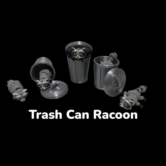 Charming Articulated Racoon with Trash Can - Cute Desk Buddy & Fidget Toy