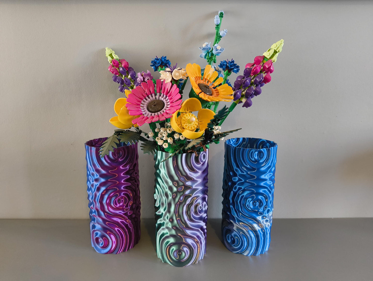 Trendy home decor for LEGO flowers display, Water Drop vase for dried flowers, Shelf decor bud vase centerpiece, Unique housewarming gift