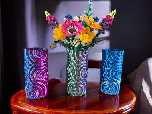 Trendy home decor for LEGO flowers display, Water Drop vase for dried flowers, Shelf decor bud vase centerpiece, Unique housewarming gift