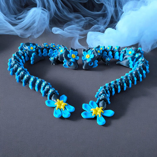 Enchanting 3D-Printed Forget Me Not articulated Flower Dragon – Fantasy Home Decor - Sabre 3D design