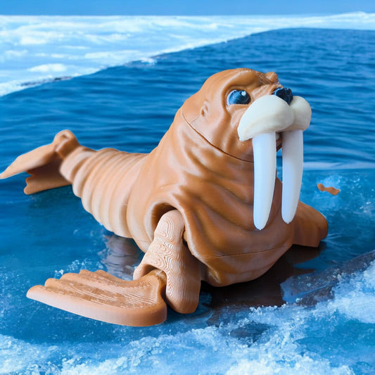 Cute 3D Printed articulated Walrus - Adorable Walrus model for Lovers of sea, marine creatures. Great gift for animal lovers | Sabre 3d