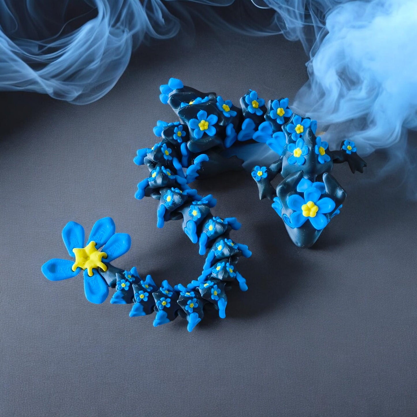 Enchanting 3D-Printed Forget Me Not articulated Flower Dragon – Fantasy Home Decor - Sabre 3D design