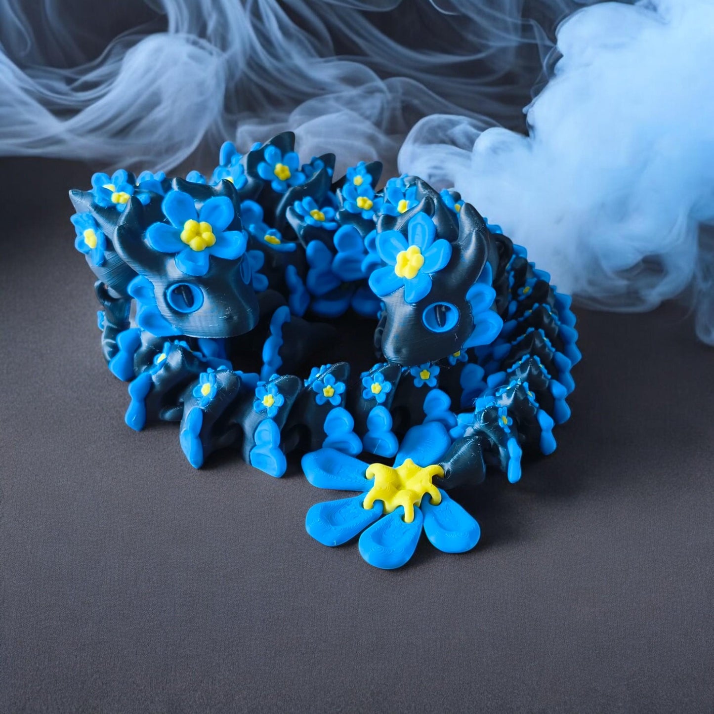 Enchanting 3D-Printed Forget Me Not articulated Flower Dragon – Fantasy Home Decor - Sabre 3D design