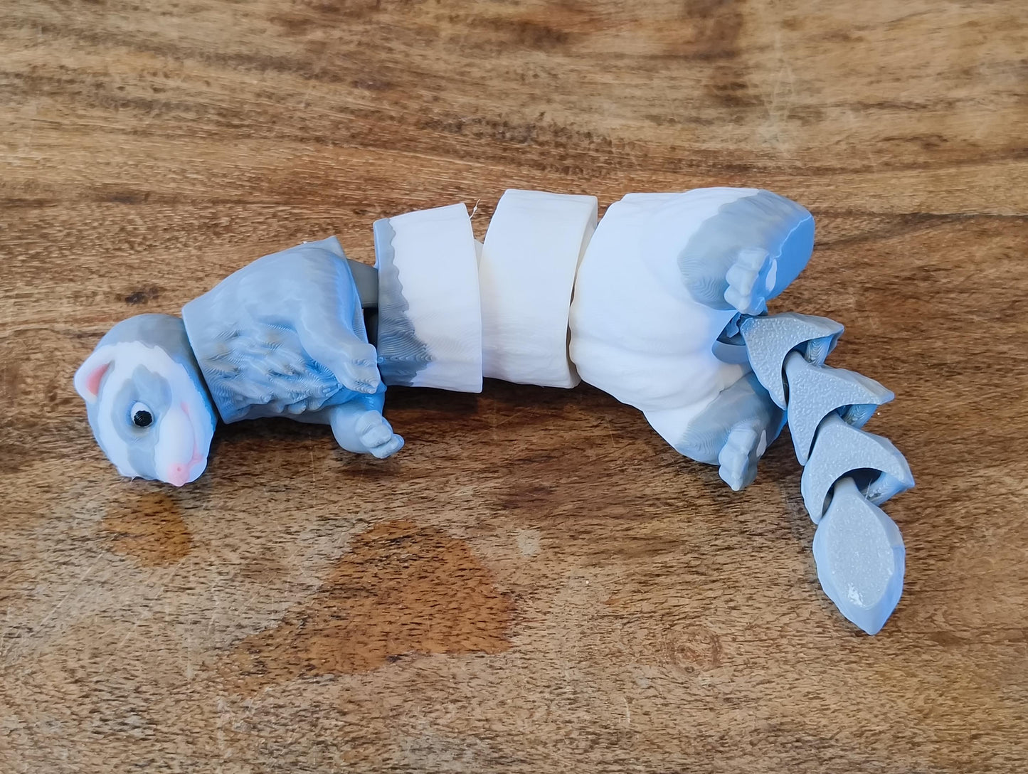 Accurate articulated model of grey and white ferret, self standing model