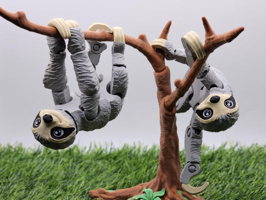 3D Printed Articulated Sloth Figurine with Optional Tree | Cute Hanging Sloth Desk Decor | Sloth Lover Gift