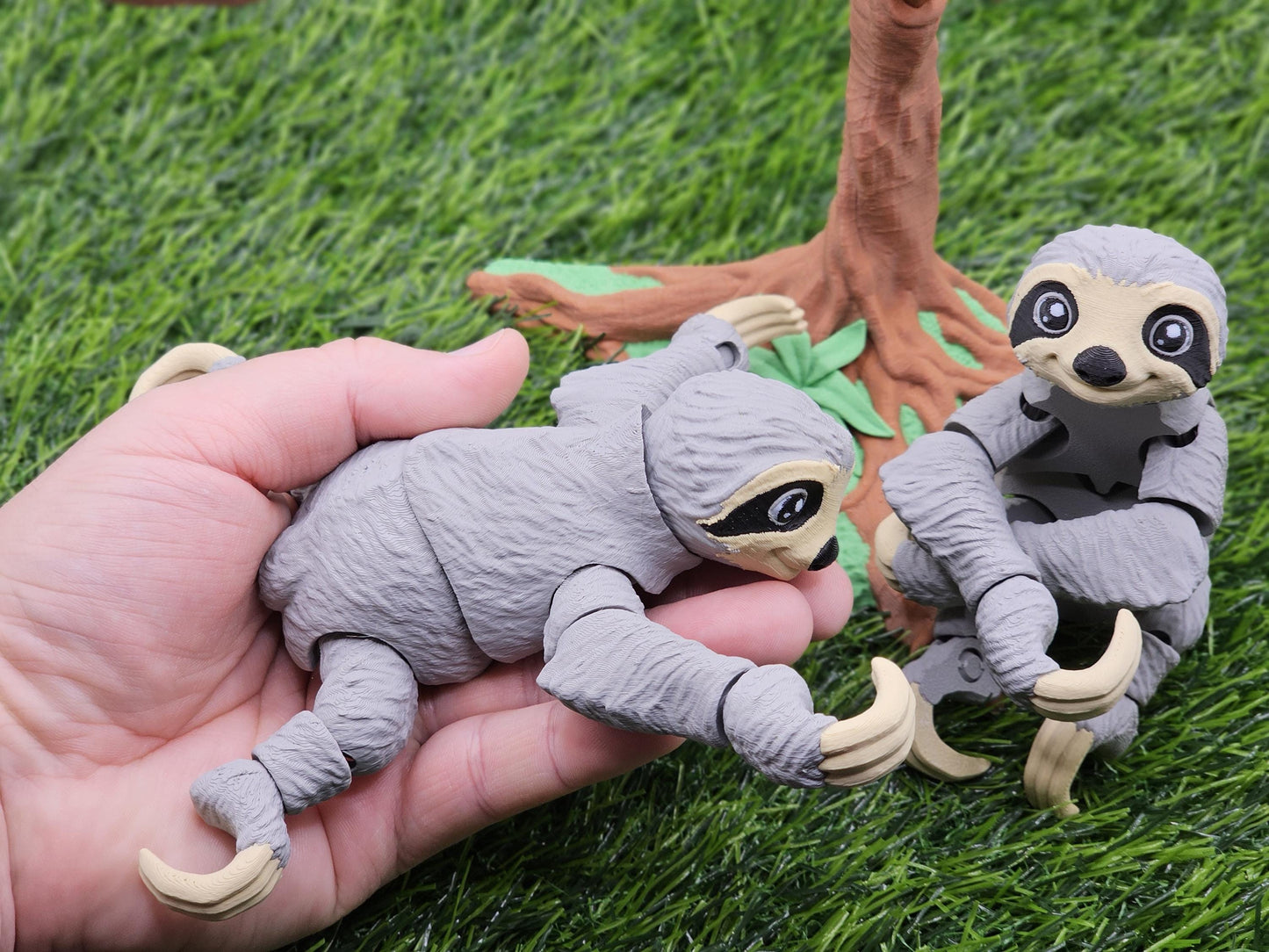 3D Printed Articulated Sloth Figurine with Optional Tree | Cute Hanging Sloth Desk Decor | Sloth Lover Gift