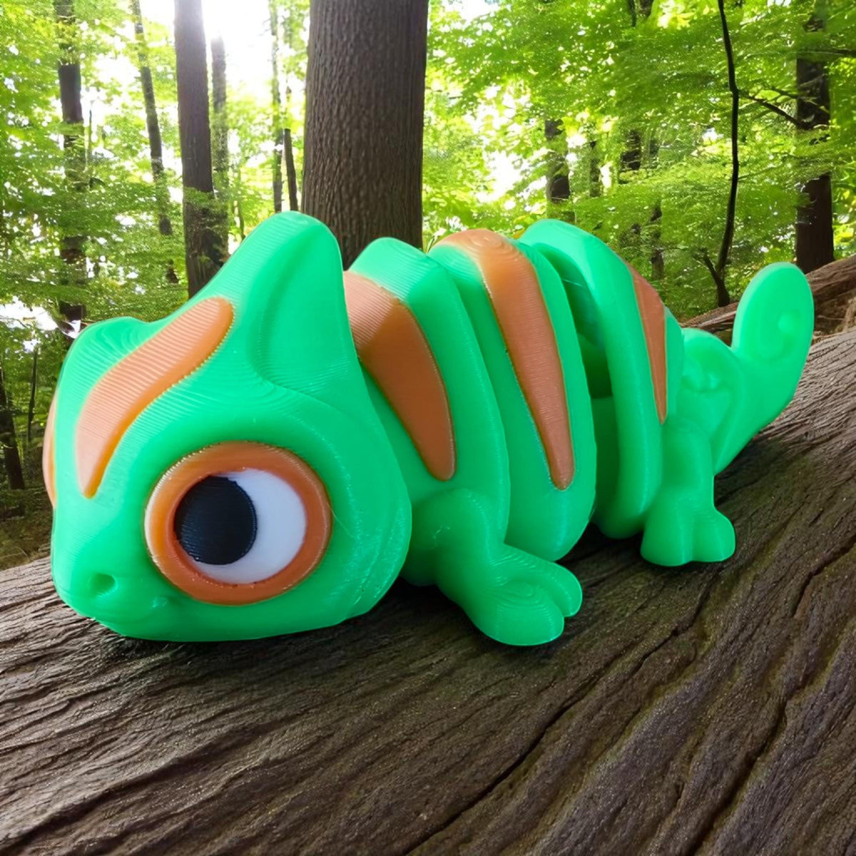 flexi mini Chameleon model, articulated colourful Panther Chameleon desk buddy, cute animals, ArtFlex