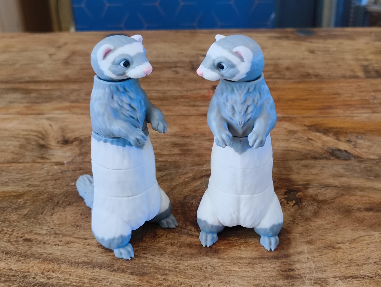 Accurate articulated model of grey and white ferret, self standing model