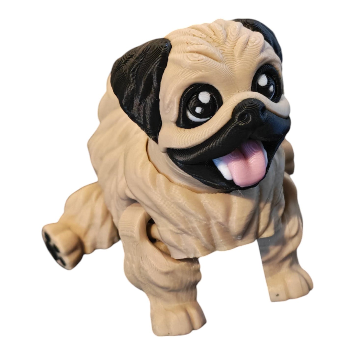 Flexi Pekingese Pup & Doghouse – 3D Printed Articulated model – Pet Lover Gift – Cute Display Companion