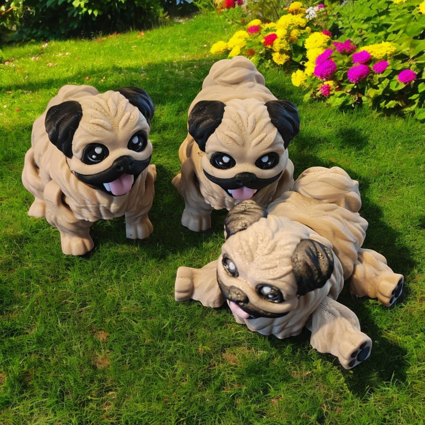 Flexi Pekingese Pup & Doghouse – 3D Printed Articulated model – Pet Lover Gift – Cute Display Companion